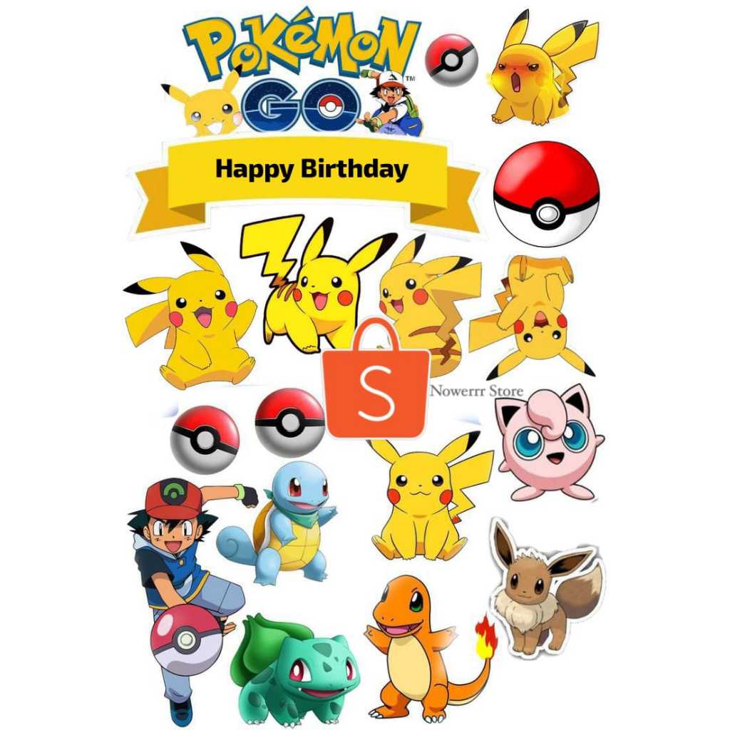 POKEMON/ Cake Topper Pokemon Pikachu Cake Decoration BIRTHDAY POKEMON ...