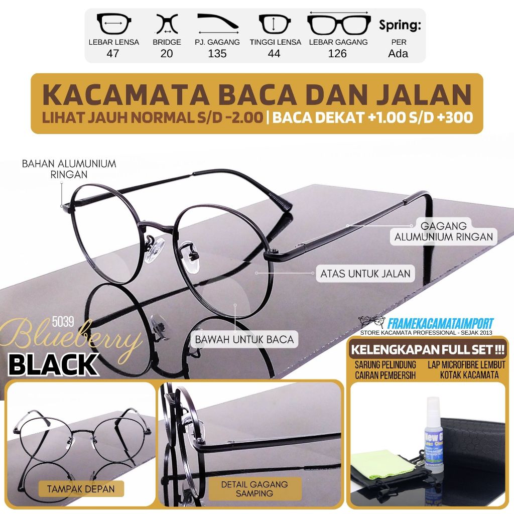 Double Focus Reading and Walking Glasses Frames +100 to +300 Oval ...