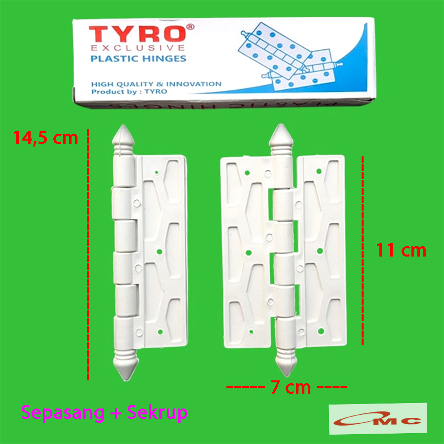 Tyro White Plastic PVC Hinge 4.5