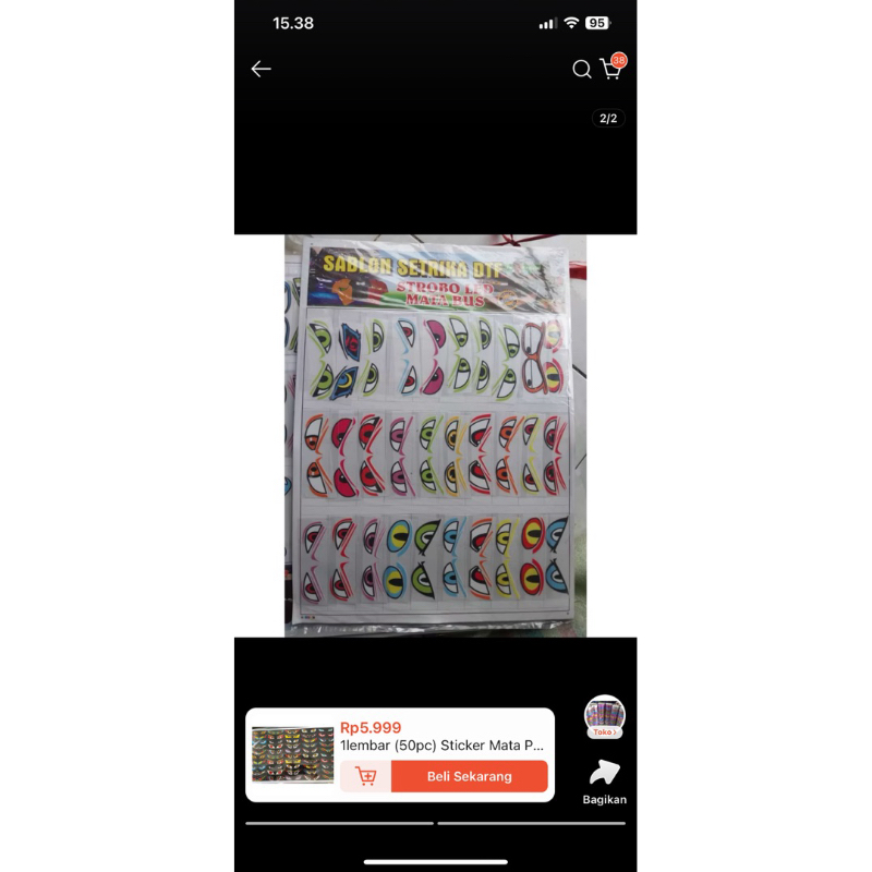 50PC(1 Lembar) Sticker Mata Viral Permanen Dan Sablon - Gambar 3