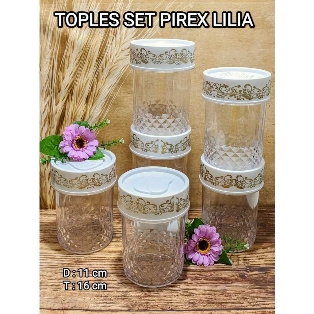 Pirex Lilia Acrylic Jar Set 6pcs Pyrex Pearek Arcylic Mica Jar 1200ml ...