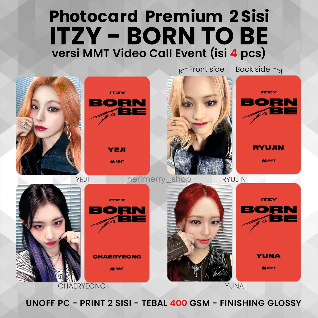 4 PCS) ITZY BORN TO Photocard Be - Premium 2-Sided PC Photocard