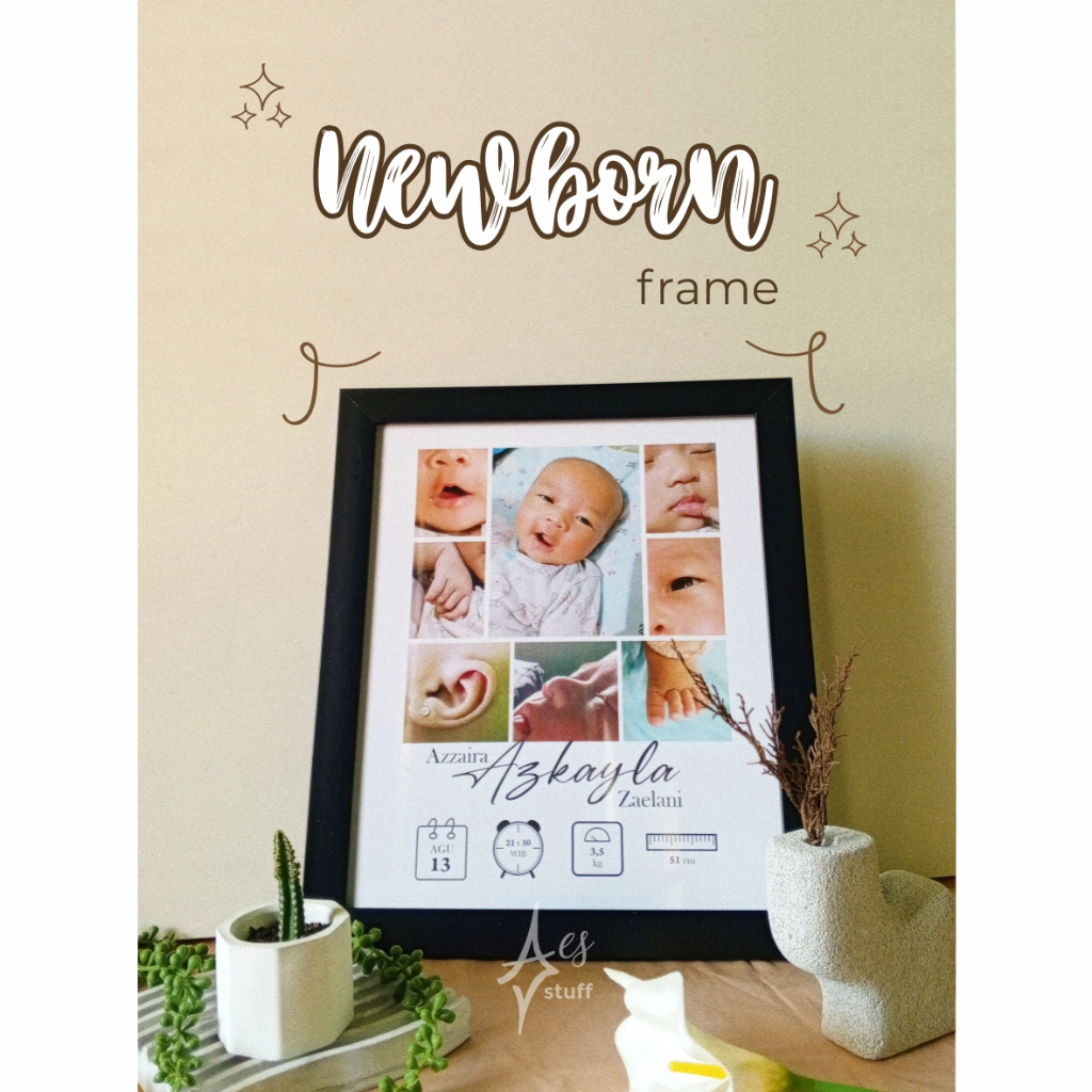 Aesthetic New Born Frame | New Born Baby Biodata Frame | Uk. 25 x 30 cm ...