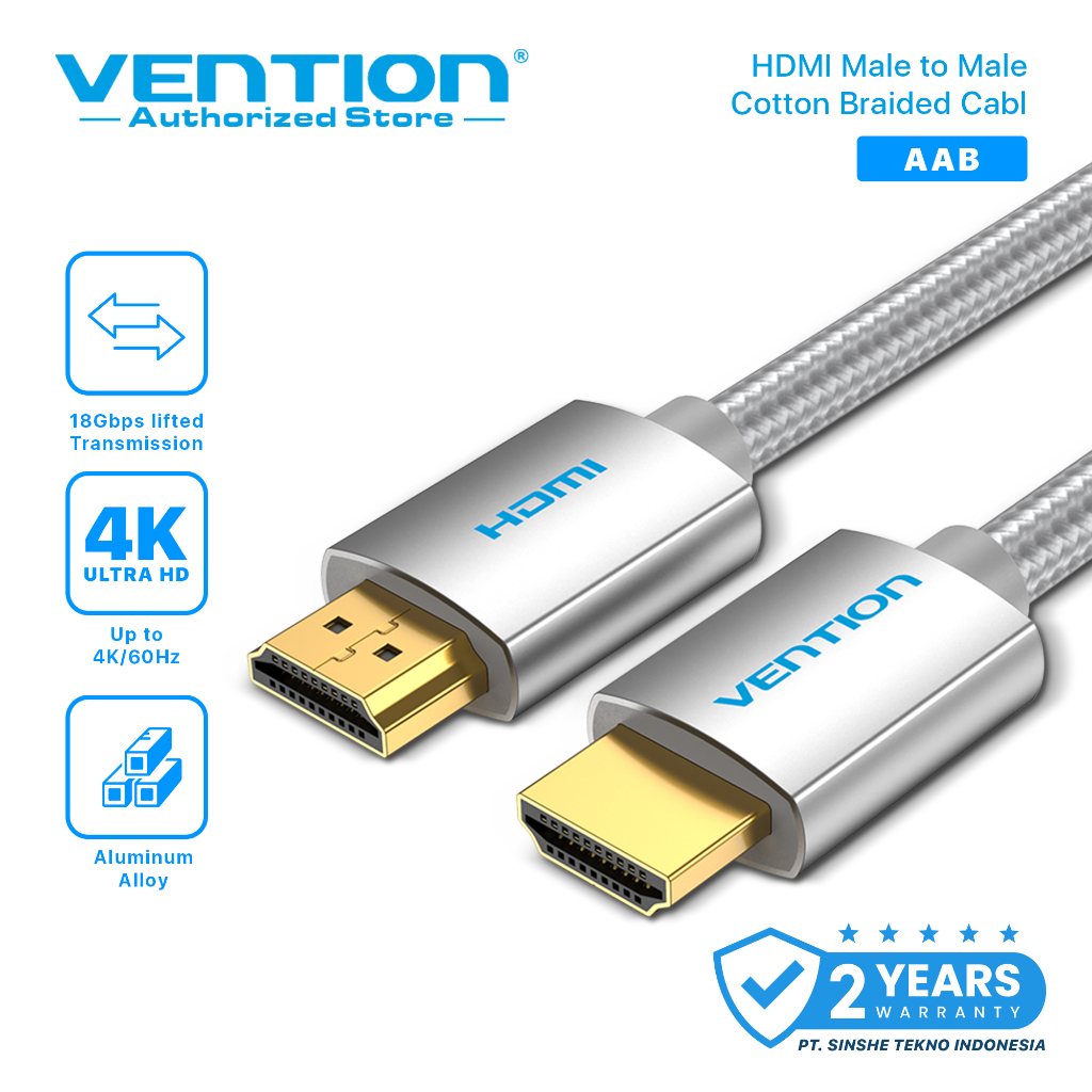 Vention AAB Kabel High Speed Cotton Braided HDMI v2.0b 4K 0.75M-3M