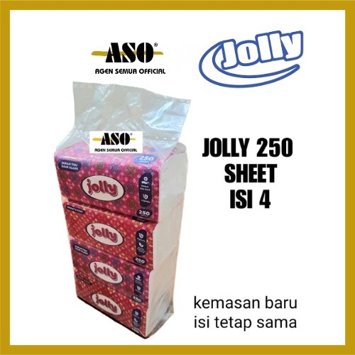 [ PAKET ISI 4 ] TISU TISSUE JOLLY 250 SHEET 2ply KEMASAN BARU ISI TETAP SAMA PROMO !!!