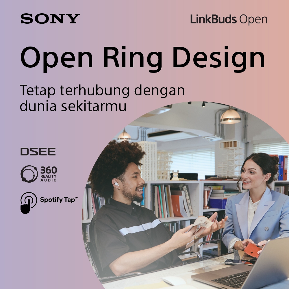 SONY LinkBuds Open TWS Truly Wireless Earbuds with Open Ring Design, Ambient Sound, Bluetooth 5.3, IPX4 WF-L910 - Gambar 4