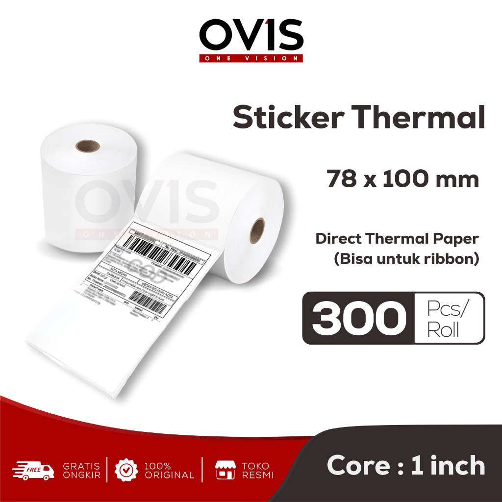 Label Stiker Resi Thermal Direct 78x100 mm OVIS Sticker Paper Kertas Roll