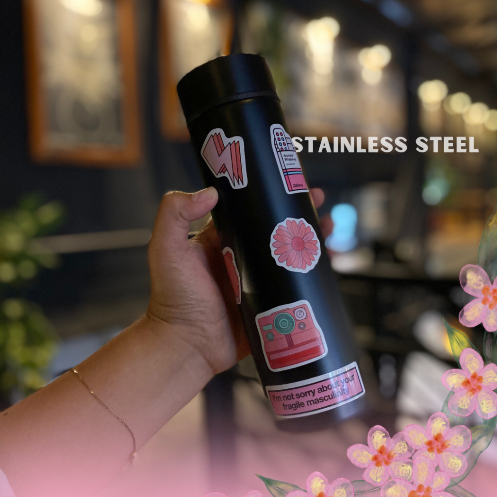 Genz Tumbler Premium Stainless Steel (BLACK PINK) 500Ml LED TEMPERATUR foto 2