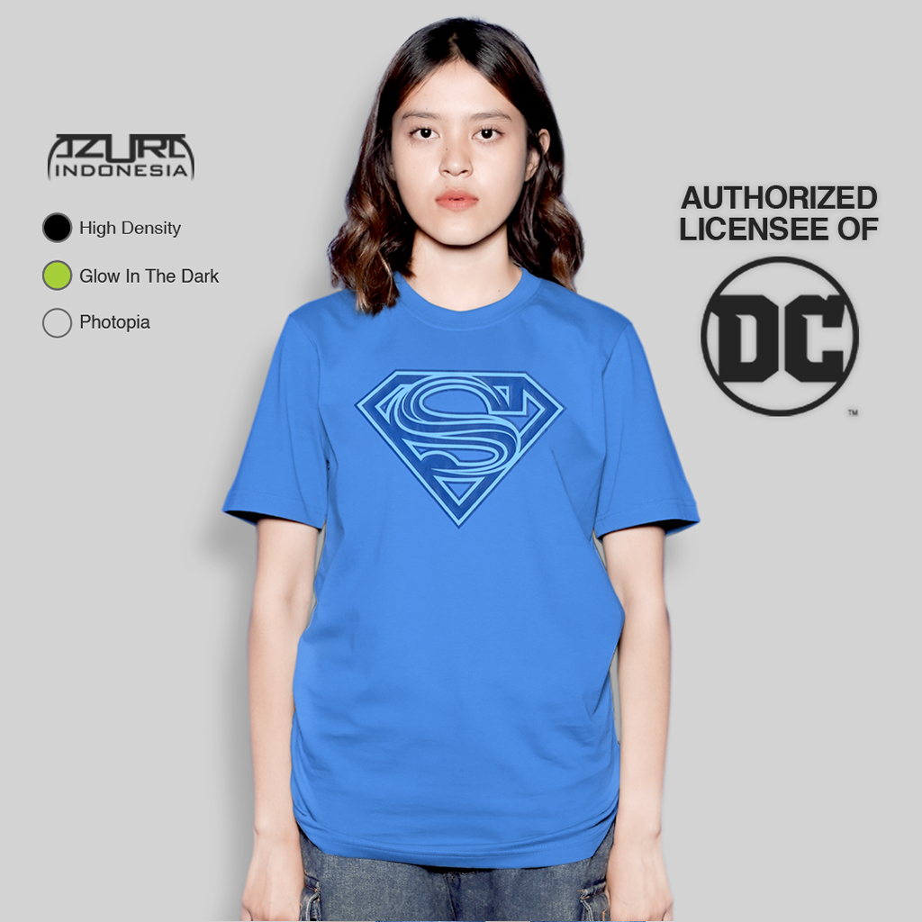 Azura Tshirt DC Comic Original Superman Comic Logo 3D Blue Royal Blue ...