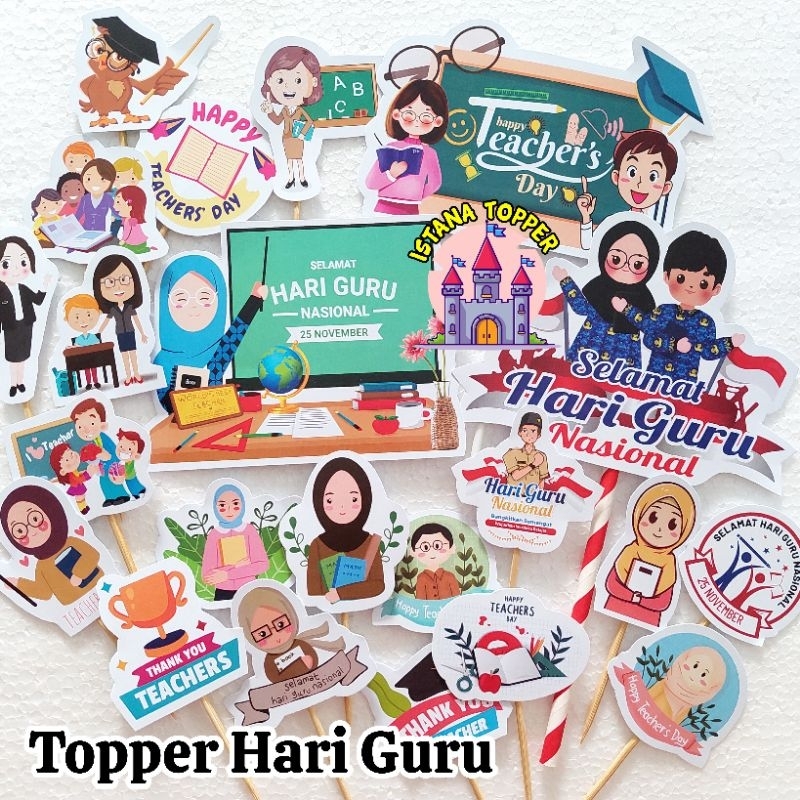 STANDARD Teacher's Day Theme Cake Topper Teacher Topper/ DAY Indonesian ...