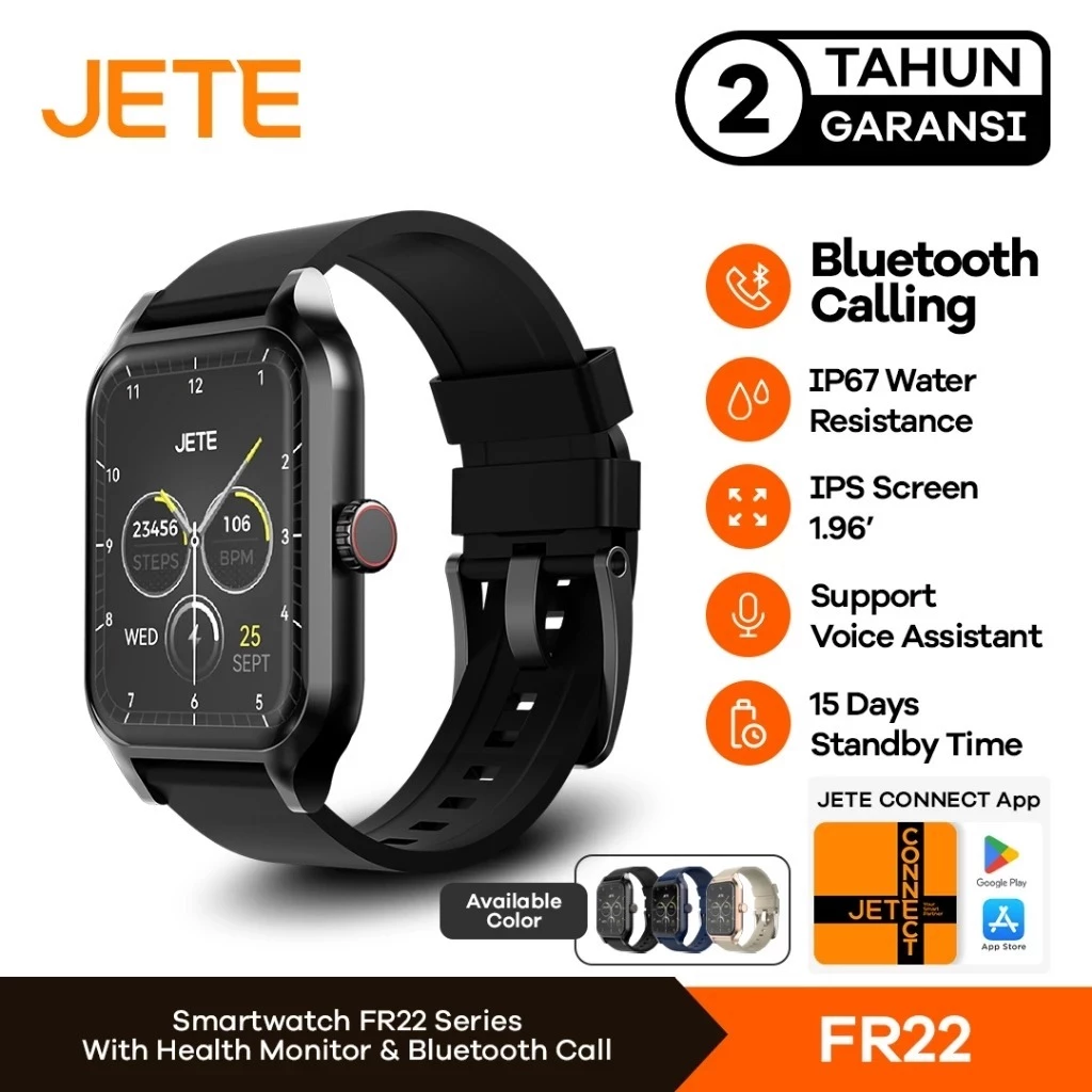 Smartwatch JETE FR22 Sport Mode 100 Custom Watch Face Screen IPS With IP67 Garansi Resmi 2 Thn (RTL)