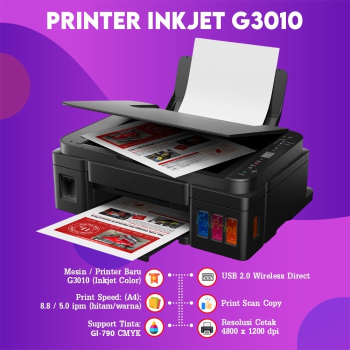 FixPrint - Printer Canon G3010 InkTank AIO Wireless Ink Tank Multifunctions WiFi A4 Original - Gambar 2