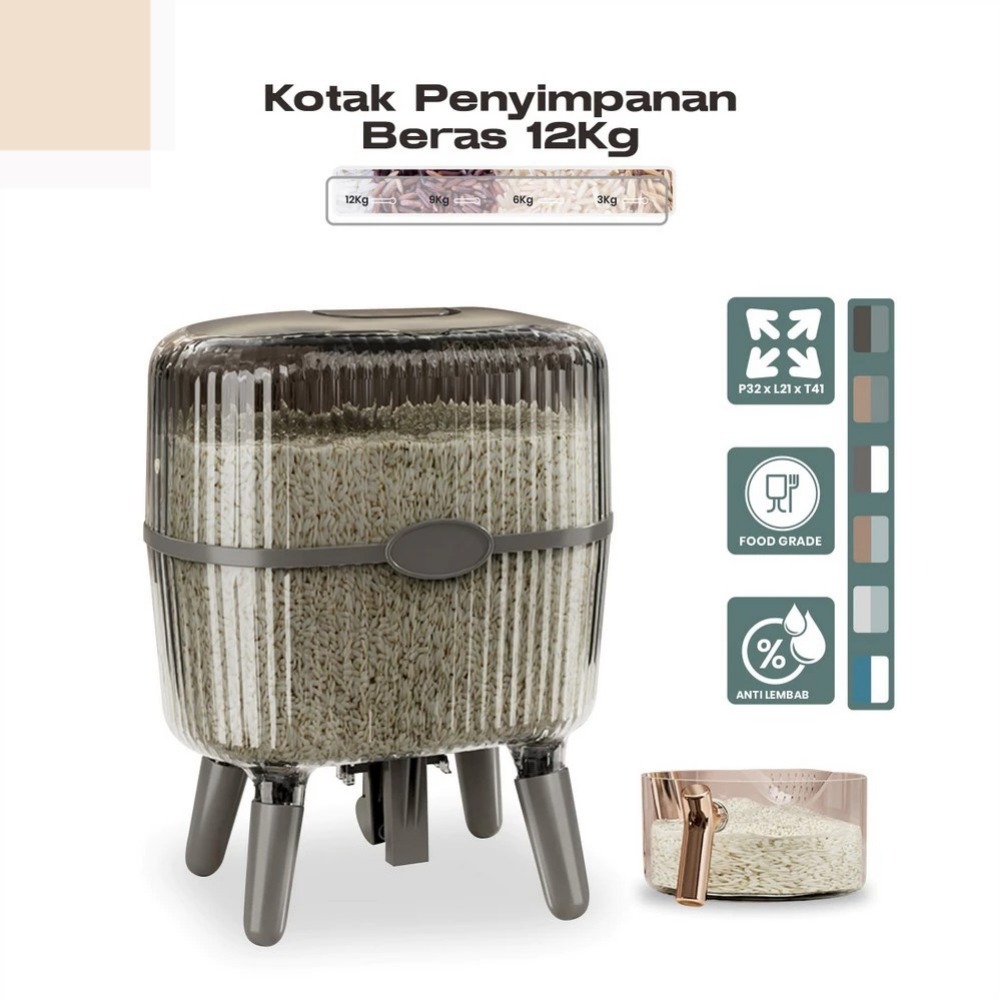 12KG Rice Dispenser C841 Rice Box Storage Food Storage Box Nuts Flour ...
