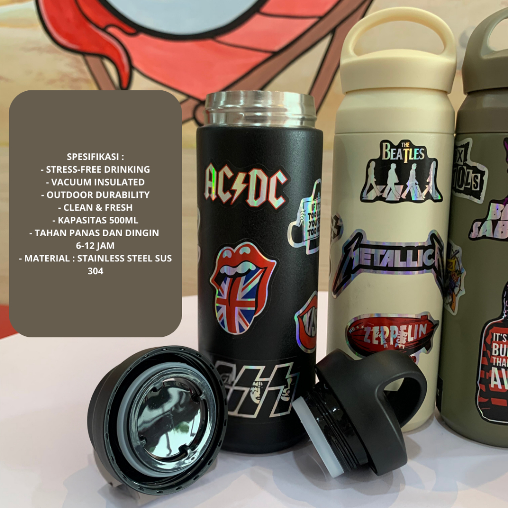 Genz HOOK JAPAN Tumbler Premium Stainless Stell (BLACK) 500Ml METAL BAND foto 2