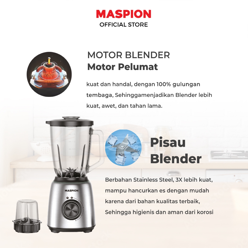 Maspion Pelumat Blender with Dry Miller 1.5 Liter MT-1542 GL - Gambar 2