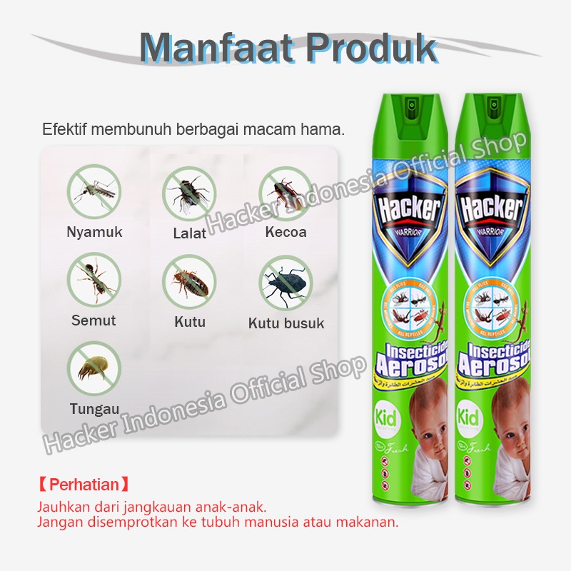 Hacker Aerosol 300mL / Semprot Obat Nyamuk Ampuh - Bunuh Nyamuk Penyebab Demam Berdarah (DBD) - Gambar 3