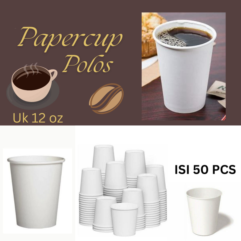 Papercup Coffee- Paper Cup Plain 12oz (50pcs), Paper Cup, Coffee Cup ...