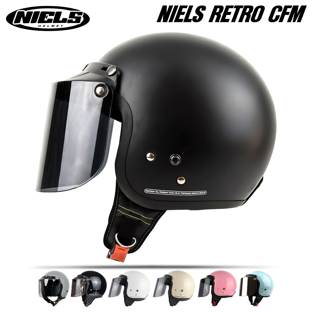NIELS - Helm Bogo Retro Dewasa Kaca Datar / Kaca Cembung SNI Motorcycle - Gambar 2