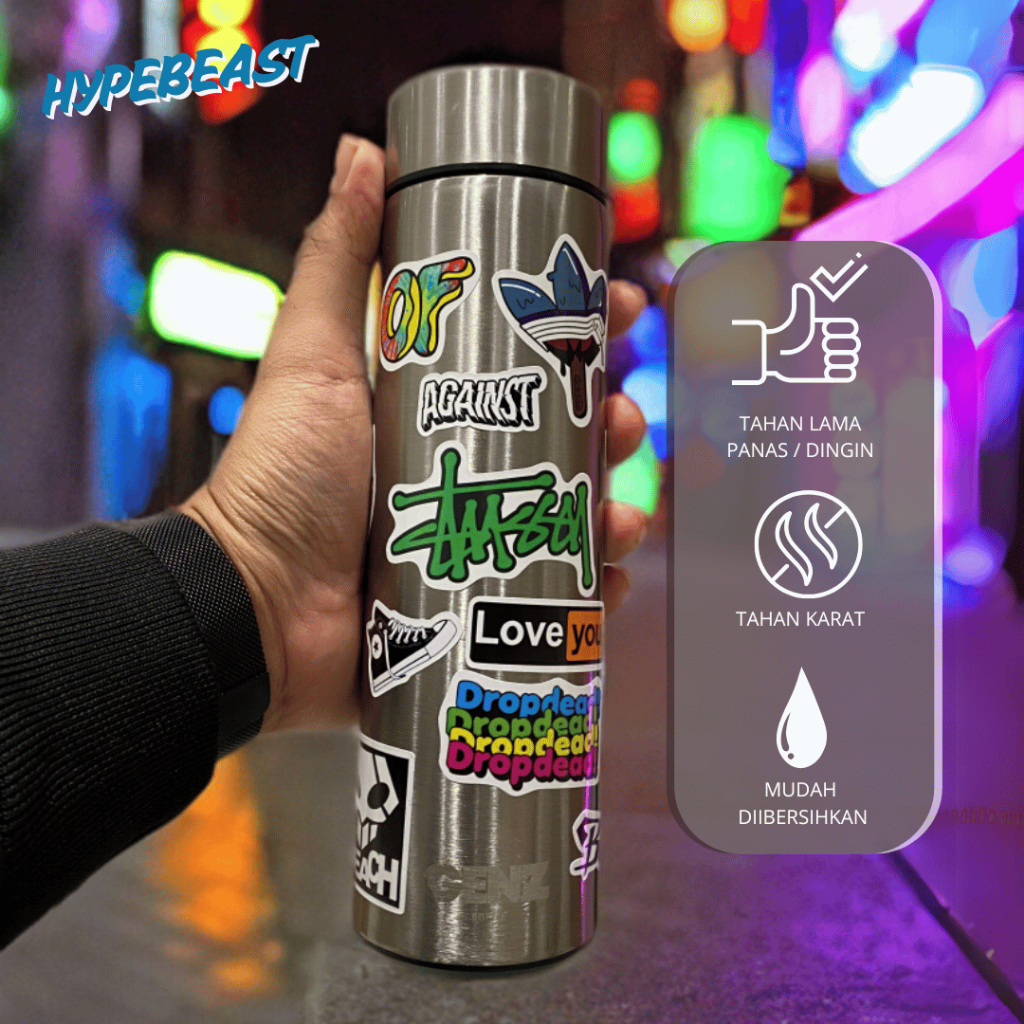 Hypebeast Tumbler Stainless Steel Tahan Panas & Dingin (SILVER) 500Ml LED TEMPERATUR foto 3