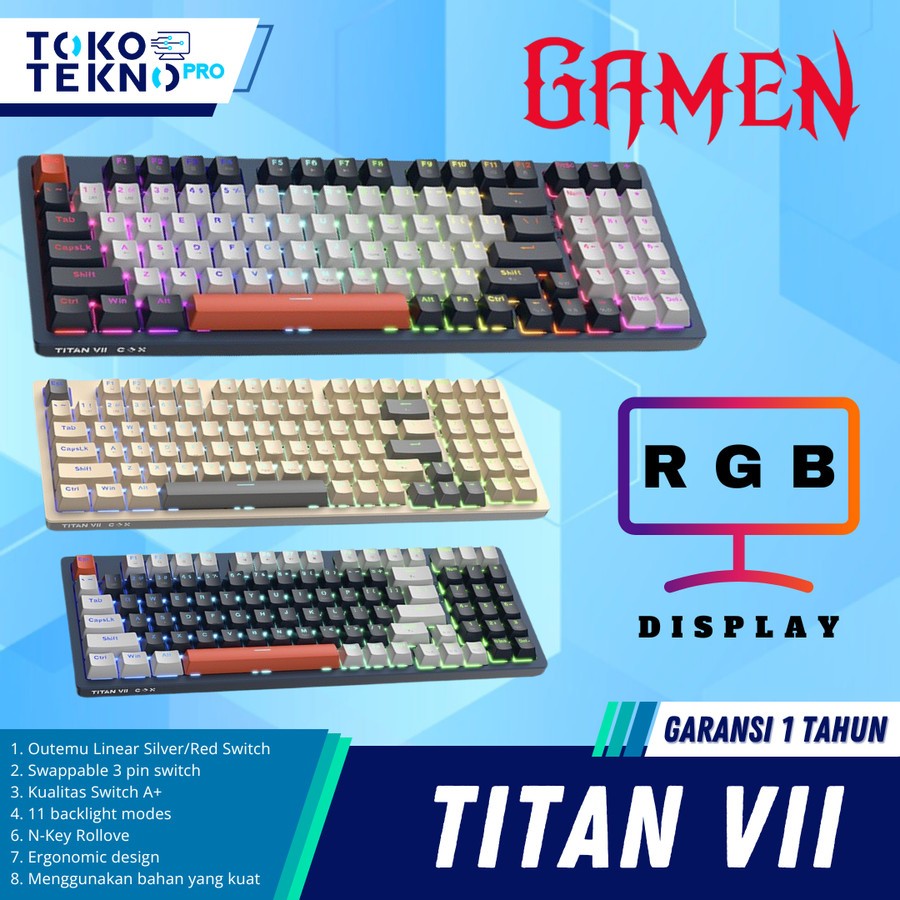 Gamen Titan 7 / VII Keyboard Gaming Mechanical Linear Switch 94 Keys RGB Light