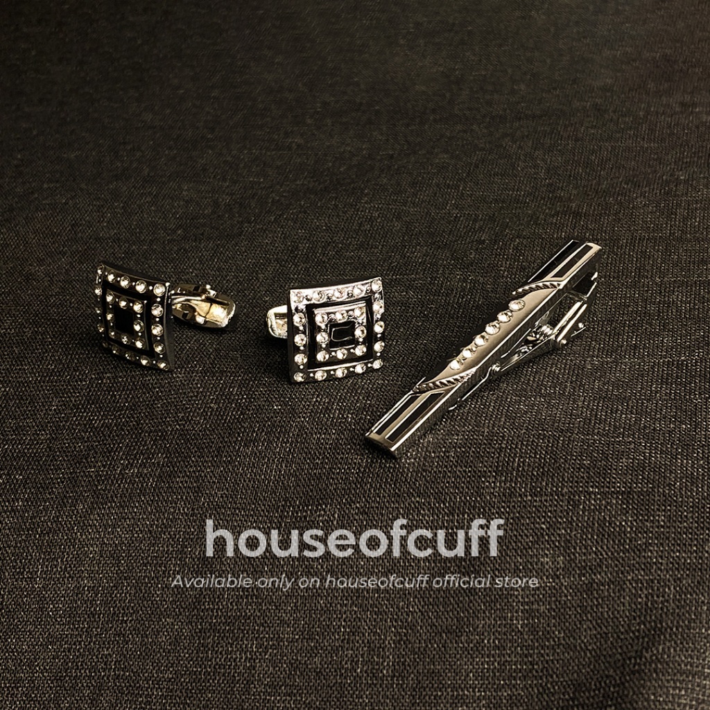Houseofcuff cufflinks & tie clip pin tie set silver color X037 | Shopee ...
