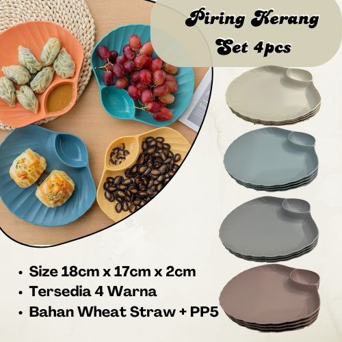 Dreamyhouse 4PCS PIRING KERANG PLASTIK 2IN1 PIRING MAKAN KECIL WADAH CEMILAN SHELL PLATE