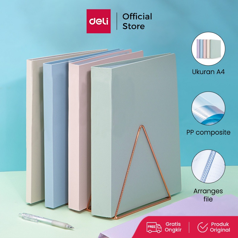 Deli Display Book / Map File Dokumen A4 30/60/80 Halaman Warna Pastel 7267X 72495