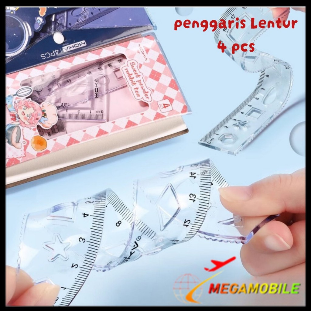 MM Clear Flexible Ruler 4Pcs Cute Ruler Set 4IN1 20Cm Ruller Set ...