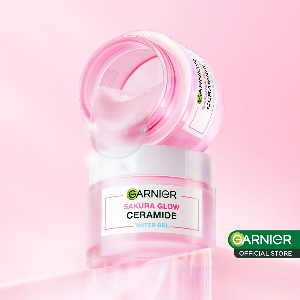 GARNIER Sakura Glow Ceramide Barrier Moisturizer Gel 50ml Skincare Water Gel Pelembab Ringan mencerahkan tone up pelembab wajah cream pemutih wajah glowing cepat - Gambar 3