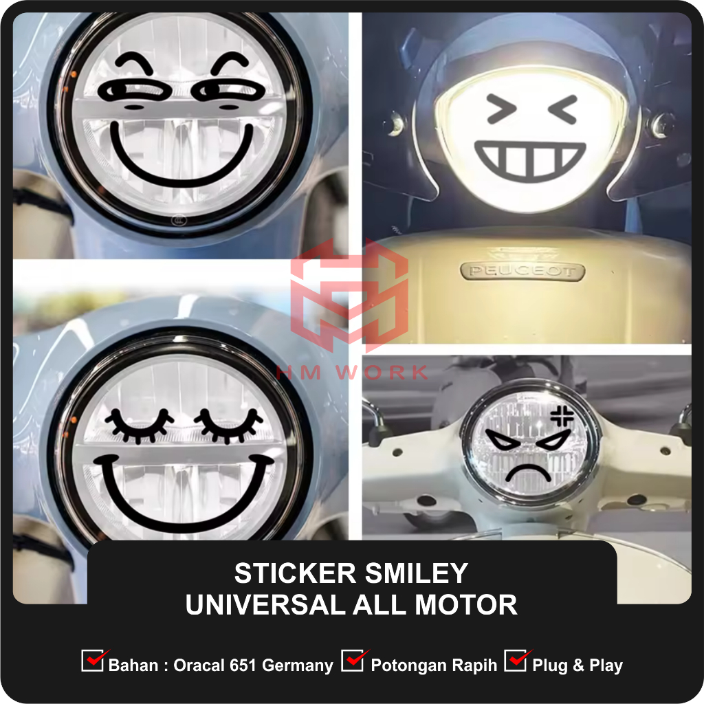 Smiley STICKER For FILANO FAZZIO VESVA PRIMAVERA Headlights Etc ...