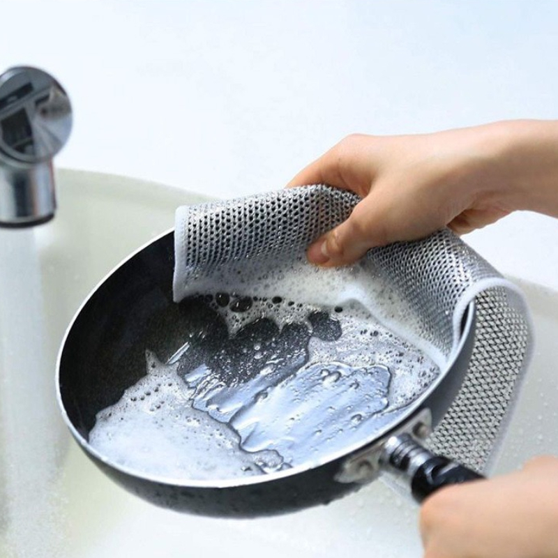 PUSAT17 KAIN LAP KAWAT 20 X 20CM KAIN LAP DAPUR SIKAT KAWAT CUCI PIRING SERBAGUNA KAIN SIKAT KAWAT PEMBERSIH NODA SIKAT PEMBERSIH PANCI KAIN LAP DAPUR PERAK KAWAT PEMBERSIH KERAK KITCHEN MESH - Gambar 3