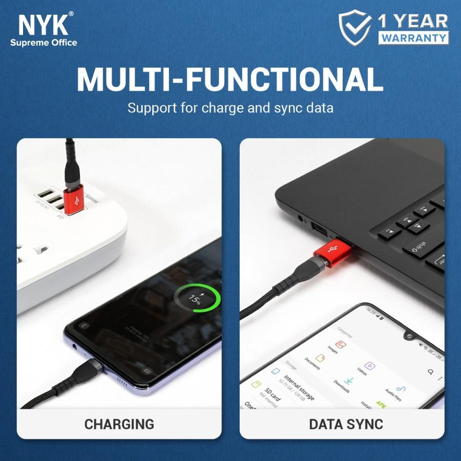 NYK Supreme OTG Converter USB / TYPE-C / Lighting For HP Audio Laptop - Gambar 2