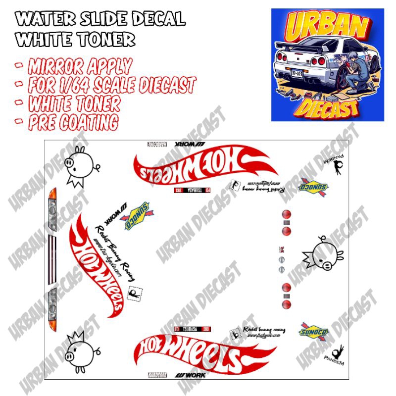 Hot wheels decal R32 pandem Tsubasa nagasawa [white toner] | Shopee ...