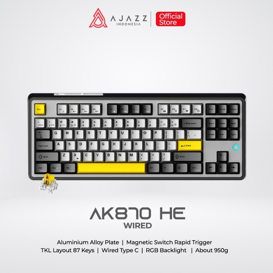 Ajazz AK870 / AK-870 HE Screen Wireless / Wired Gaming Keyboard Rapid Trigger Magnetic Switch RGB - Gambar 4