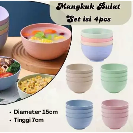 Dreamyhouse 4pc Wheat Straw Bowl 15cm Set
