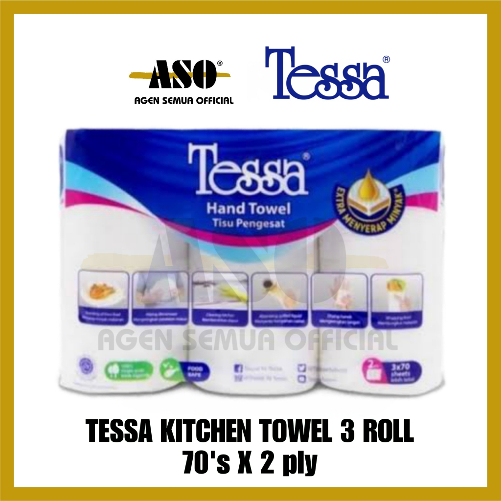 Tisu Tissue TESSA tissue dapur kitchen towel 3 roll 70 s - Extra Serap Minyak PROMON!!! - Gambar 3