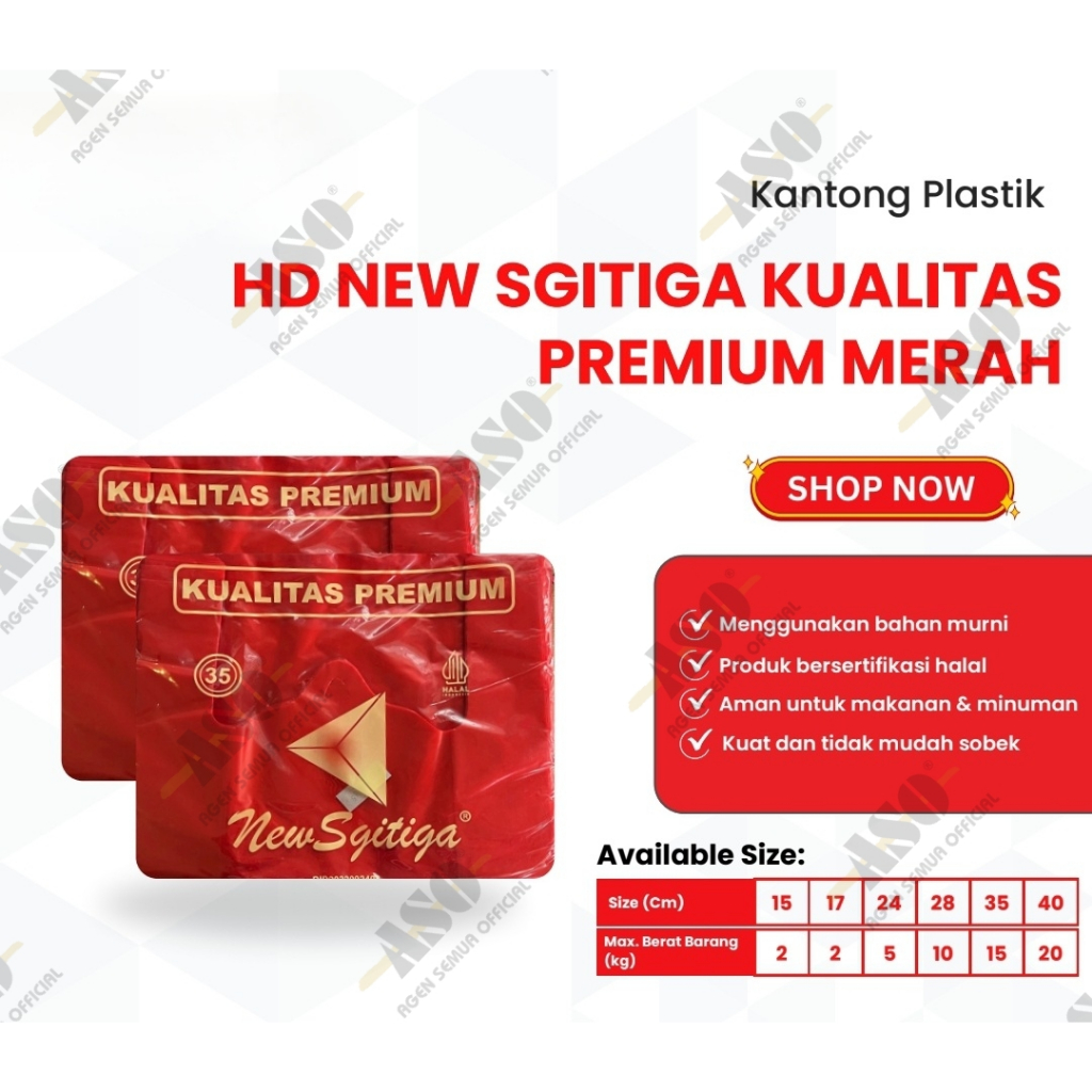 KANTONG PLASTIK SEGITIGA HD PREMIUM TEBAL MERAH PUTIH SUSU PROMO !!! - Gambar 3