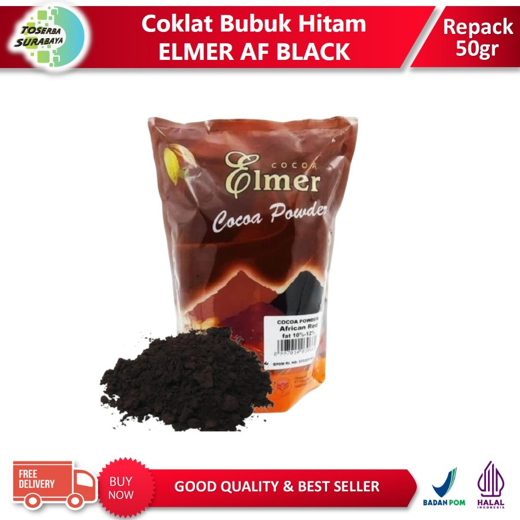 HITAM Elmer AFRICAN Black Black Chocolate Powder 50gr (Black Cocoa ...