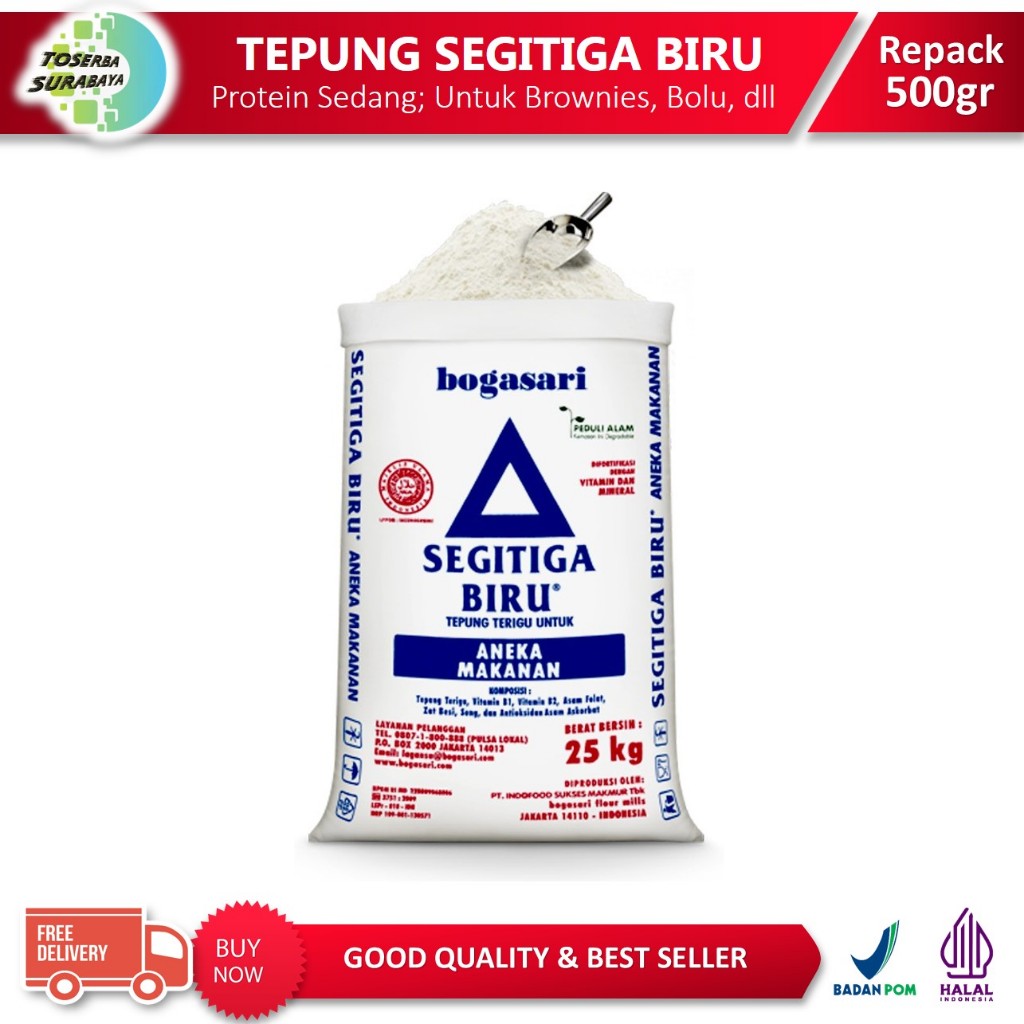 TRIANGLE Wheat Flour BULKbiru 500g - Medium Protein Wheat Flour ...