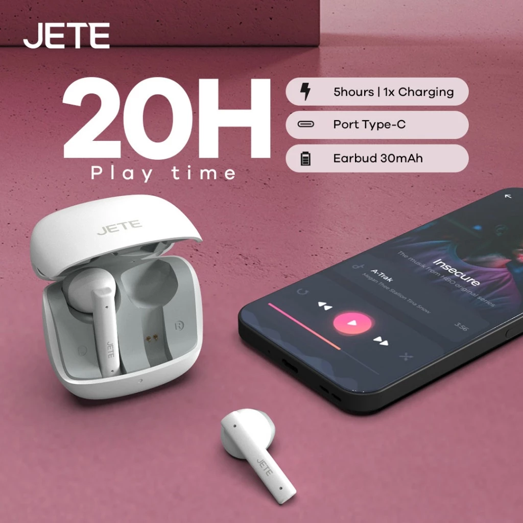 JETE T13 TWS ENC with 4 Mic Bluetooth 5.4 IPX5 Playtime 20H - Garansi 2 Tahun - Gambar 4