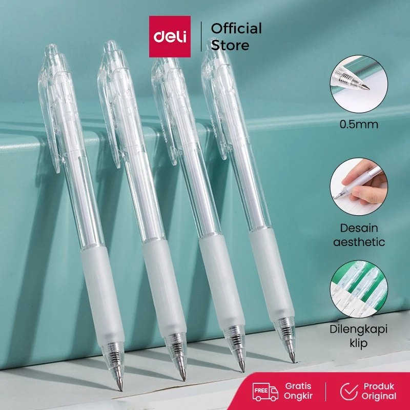 Deli Gel Pen Pulpen Gel Retractable Tinta Hitam 0.5mm A057B-01