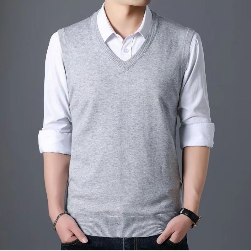 Premium Grey Knitted Vest for Men, Korean Style | Basic street style ...