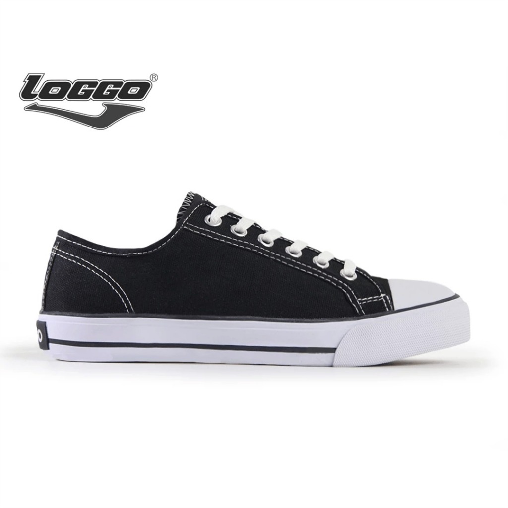 Loggo - Sepatu Classic Low Series Hitam Putih - Sneakers Sepatu Kanvas Vulcanized size 33-43 - Gambar 2