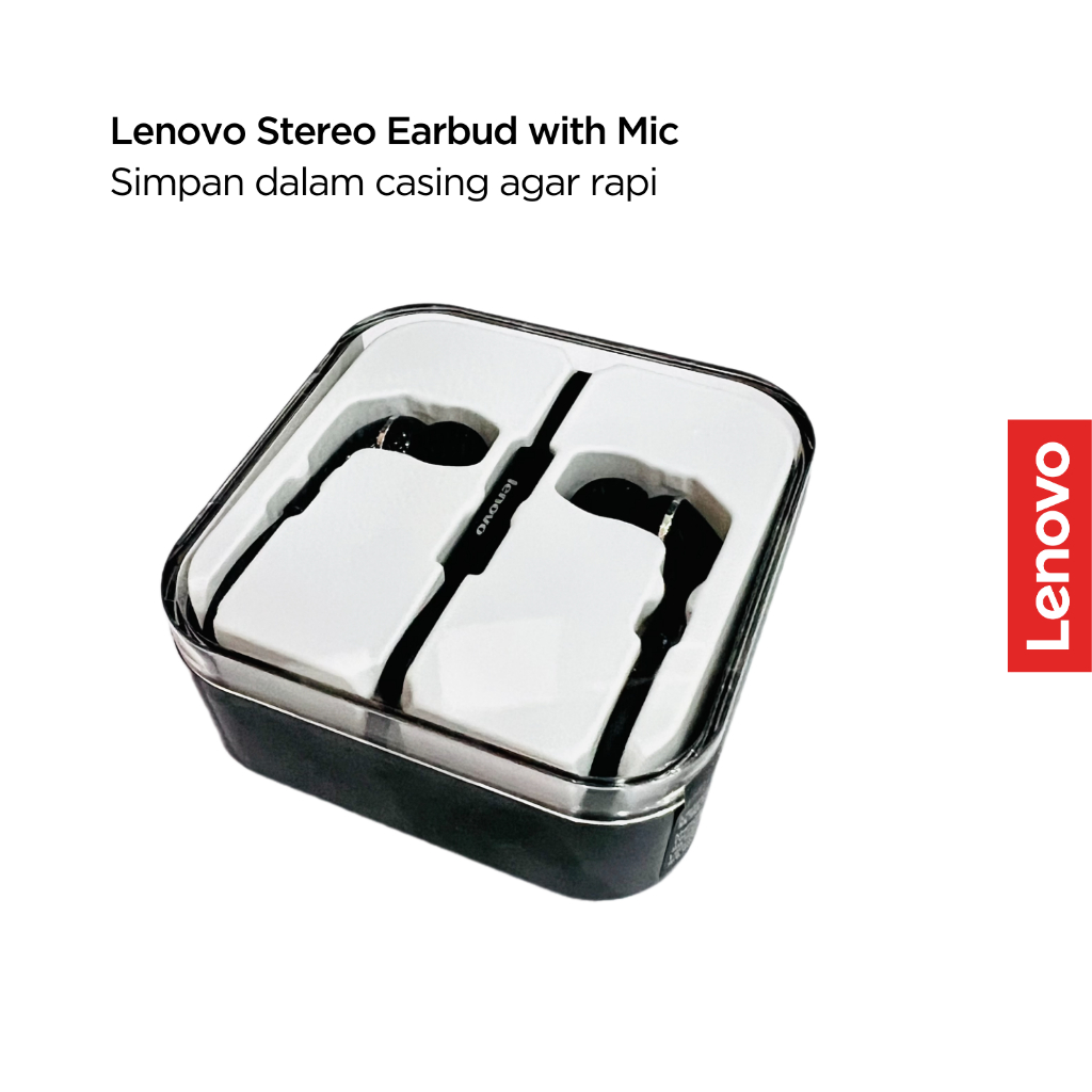Lenovo Stereo Earbud with Mic LS118 Black Wired Earbuds Analog 3.5mm Garansi 1 Tahun - Gambar 2