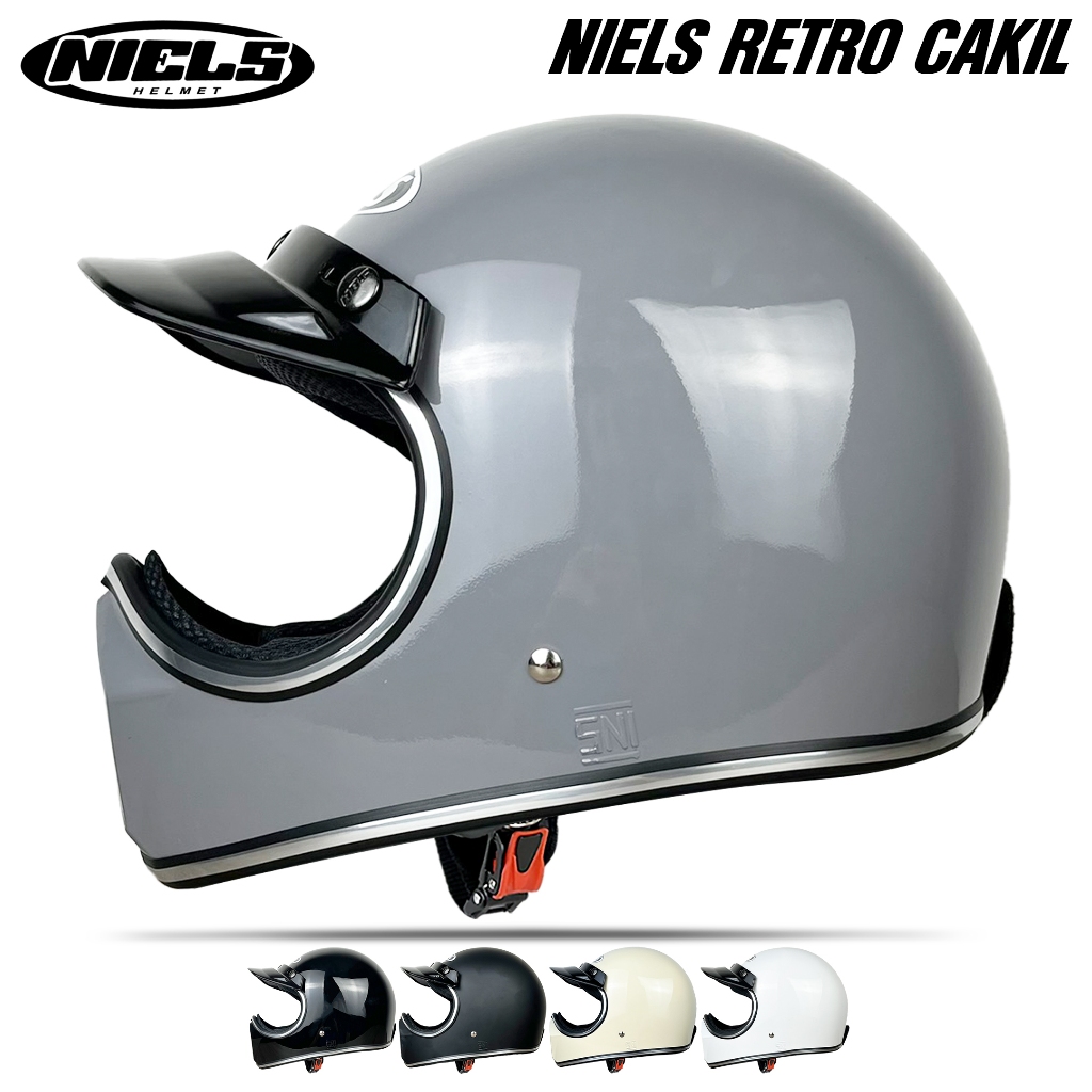 NIELS Cakil Helm Full Face Retro List Chrome Free Pet SNI - Gambar 2