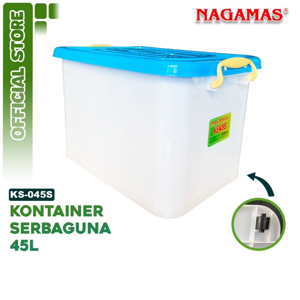 NAGAMAS Plastic Container Box With Wheels 45 Liter Milk White Storage ...