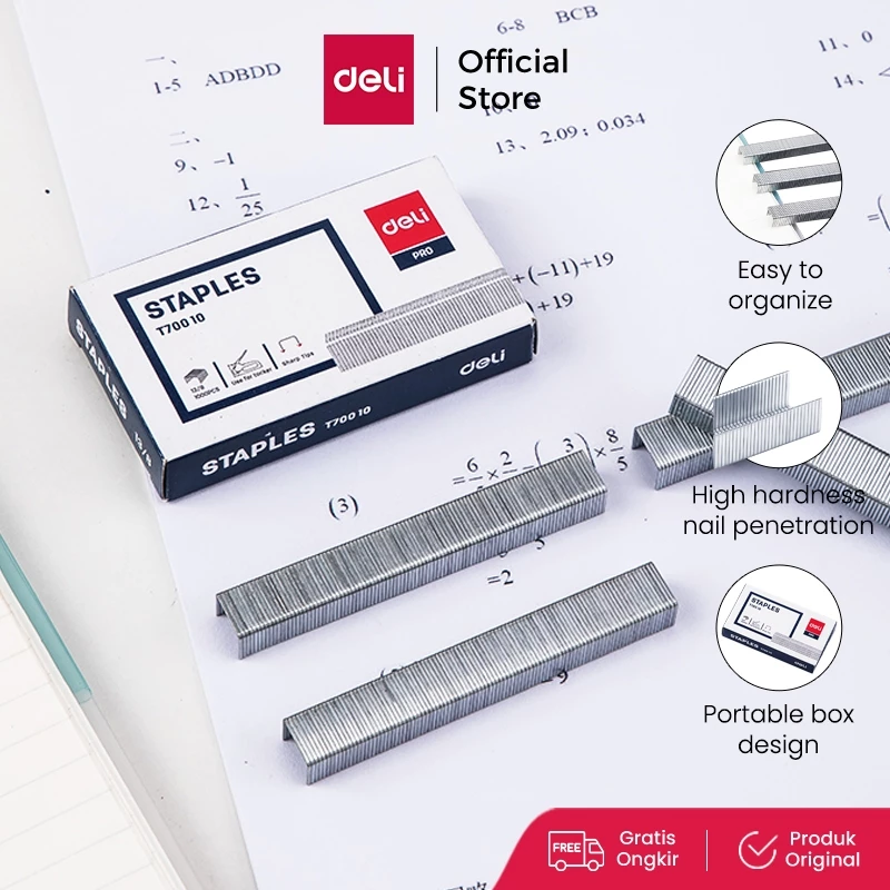 Deli Isi Staples Tembak 13/8 dengan ujung yang runcing untuk hasil yang maksimal anti karat ET70010