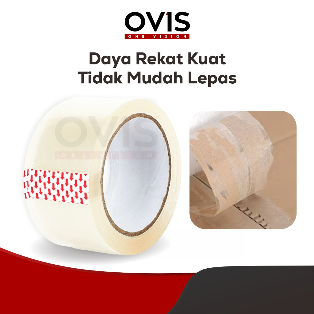 Lakban Isolasi 2 Inch x 200 Yard Coklat Dan Putih Bening Clear Transparan OVIS - Gambar 4