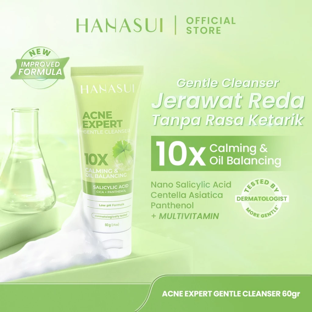 Hanasui Acne Expert Gentle Cleanser Sabun Busa Lembut Mengurangi Jerawat Tanpa Rasa Ketarik - Salicylic Acid Centella Panthenol