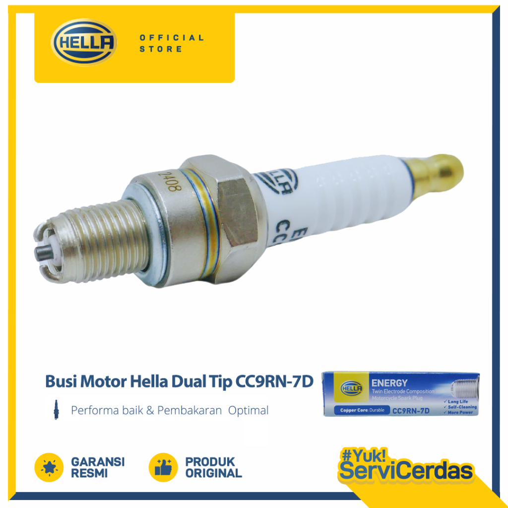 Busi Motor HELLA Dual Tip CC9RN-7D ~
